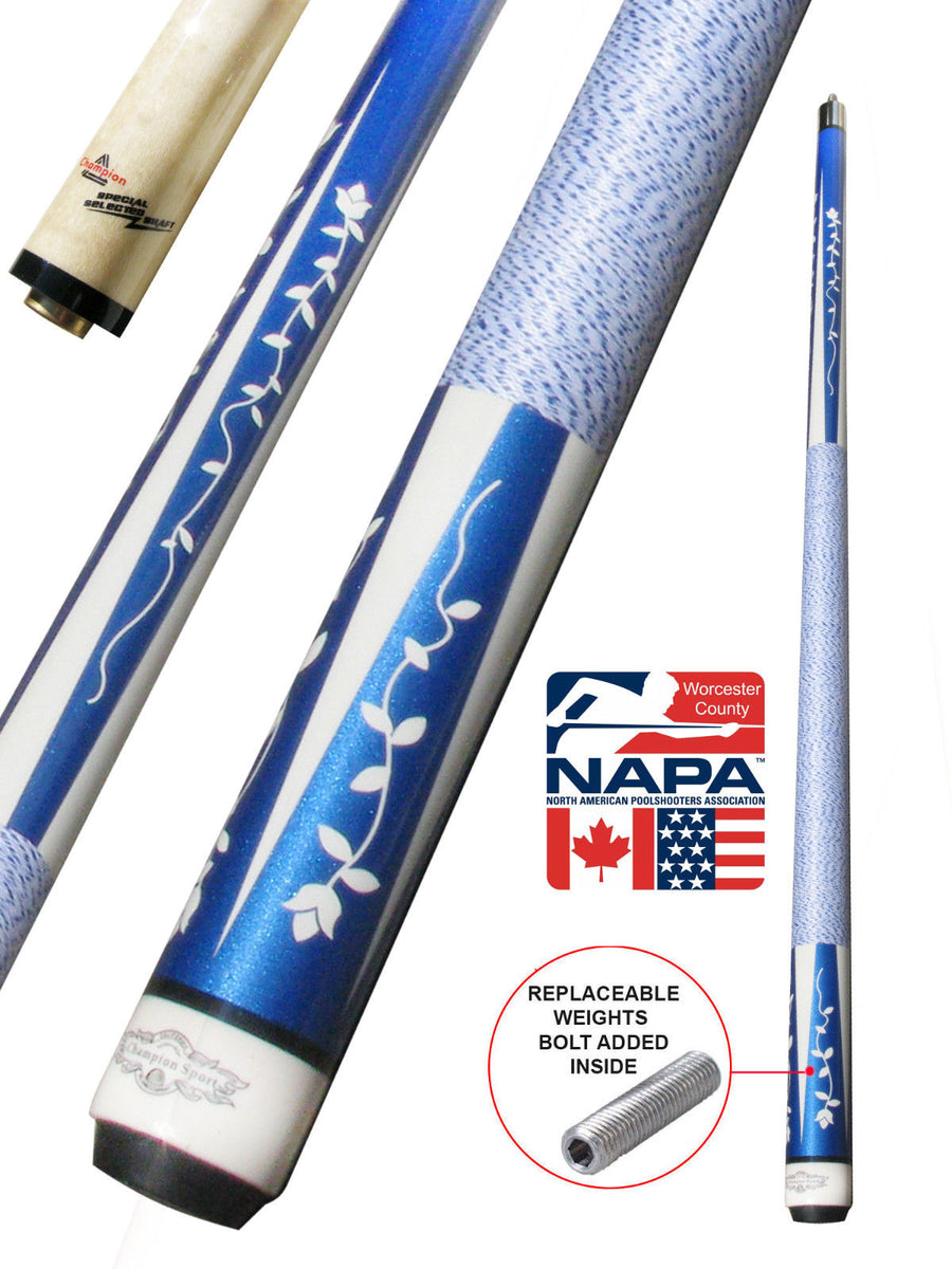 Champion Gator Blue TR5 Pool Cue Stick (5/16 x18), White or Black Hard –  ChampionCues