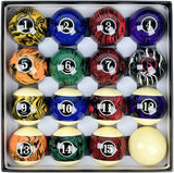 Champion  Marble Pool Balls set ( Dark Marble) Complete 16 Ball Set