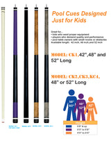 Champion  KC-3 Children's Billiards Cue 48 inch or 52 inch, 16-20OZ, Champion or Cuetec glove, Color: Brown