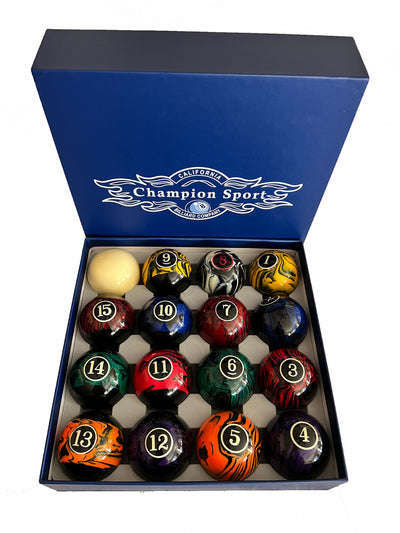 Champion  Marble Pool Balls set ( Dark Marble) Complete 16 Ball Set