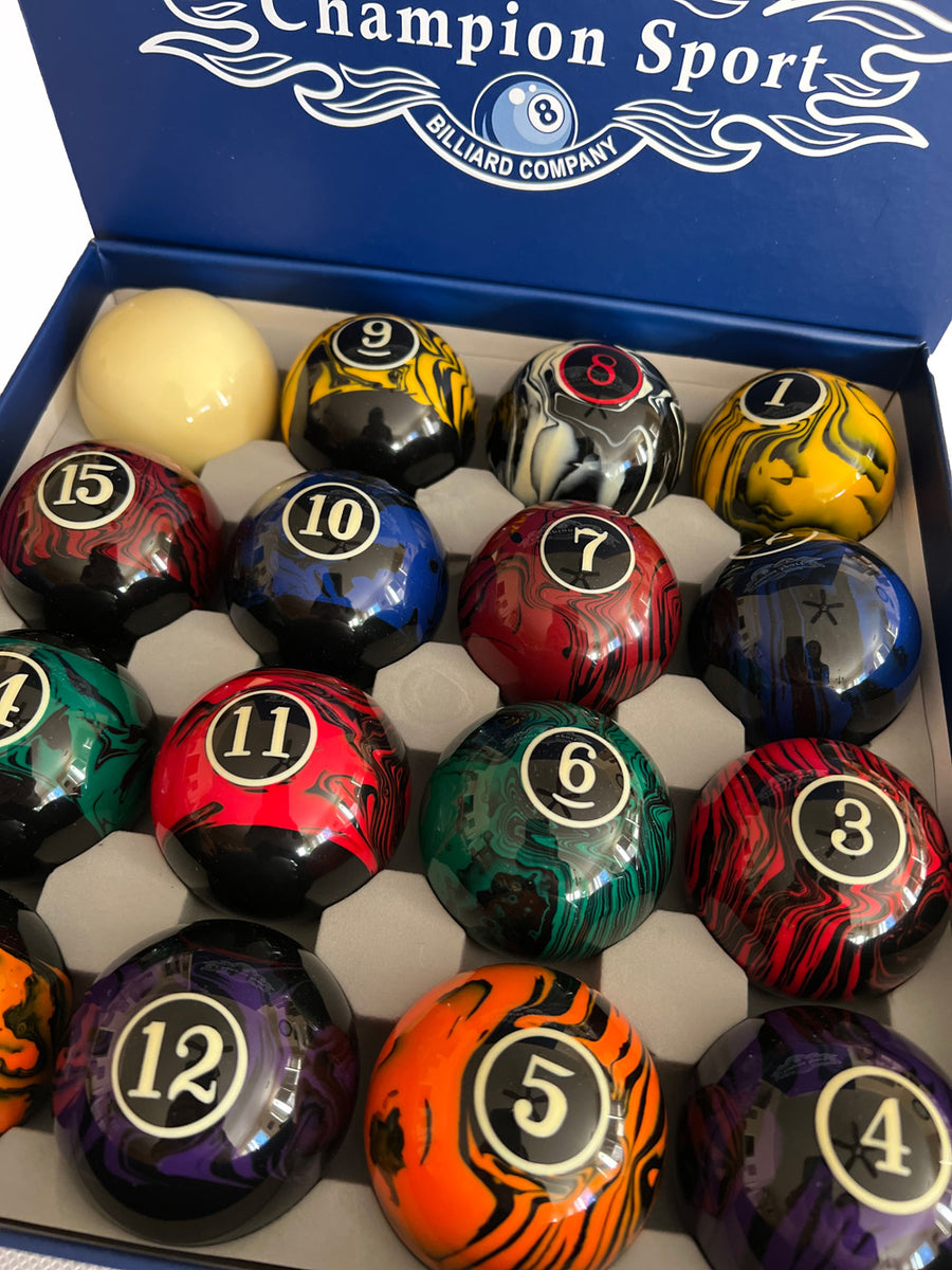 Champion Marble Pool Balls set ( Dark Marble) Complete 16 Ball Set ...