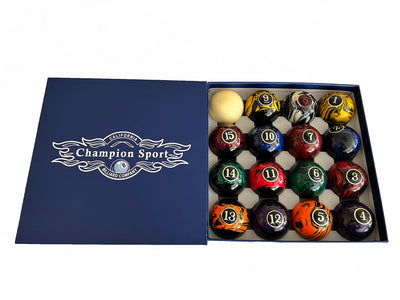 Champion  Marble Pool Balls set ( Dark Marble) Complete 16 Ball Set