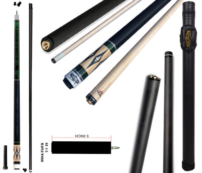 Black Friday deal! Carbon Fiber Billiard Cue Stick 12.5mm Tip size, Lost Piece Pool Cue, 5" Butt Extension, A black hard case