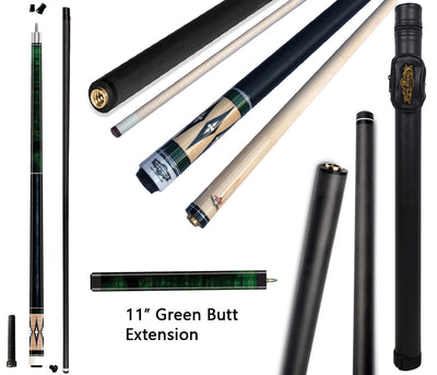 Black Friday deal! Carbon Fiber Billiard Cue Stick 12.5mm Tip size, Lost Piece Pool Cue, 5" Butt Extension, A black hard case