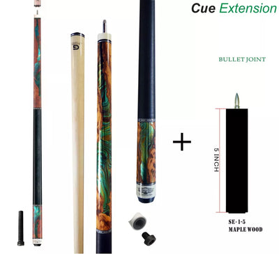 Black Friday deal! Carbon Fiber Billiard Cue Stick 12.5mm Tip size, Lost Piece Pool Cue, 5" Butt Extension, A black hard case