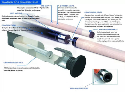 Combo deal! Champion purple pool cue 11.75mm, ST Black cue 13mm, 2X2 Case set