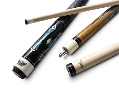 Champion GN Natural Wooden Maple Cue Stick, White or Black Hard Case, Glove