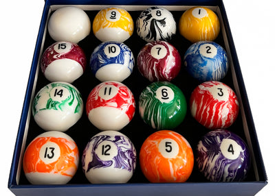 Champion  Marble Pool Balls set (Light Marble) Complete 16 Ball Set